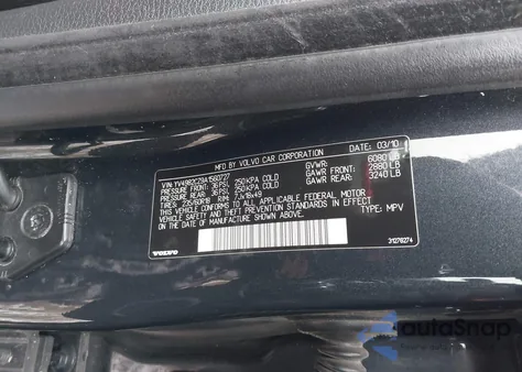 2010 Volvo Xc90 3.2 z USA, uszkodzony, nr VIN YV4982CZ9A1560727